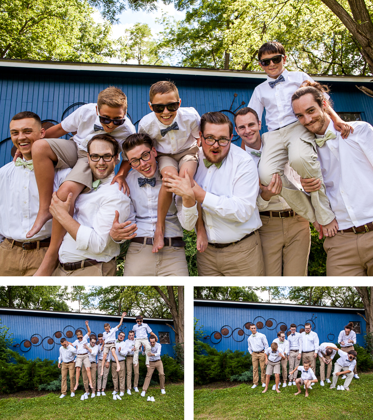 jump_off_shoulders_groomsmen_kings_wedding_dayton_ohio